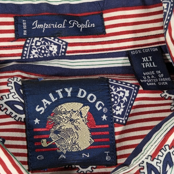 Vtg 90s Gant Salty Dog AOP All Over Print Button Up Shirt Paisley Size XLT - Picture 6 of 6
